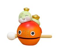 Hand Carved Fish Drum - Sacred Oriental Horned Dumpling, Religious Temple Percussion | Meditation Practice Tool, Asian Music Music, Spiritual Rhythm Drum Kit
