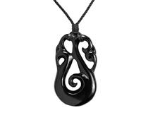 Hand-Carved Horn Large Single Spiral Koru Pendant - Ornate Swirl Taonga Cord Necklace - Handmade Tribal Men's Surfer Accessory - Maori-Style Natural Boho Jewellery for Women