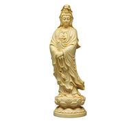 Hand-Carved Kuan Yin Buddha Statue - Feng Shui Wealth & Luck Decor, Wooden Quan Yin Figure for Home, Desktop Decoration & Unique Gifts