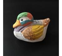 Hand Carved Mallard Duck Wooden Figurine, Solid Wood Bird Statue, Handmade Painted Animal Sculpture, Rustic Tabletop Decor, Desk Shelf Ornament, Collectible Gift for Home Office Cabin