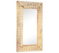 Hand-Carved Mirror 80 x 50 x 2.6 cm Brown Solid Mango Wood Natural Finish