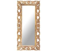 Hand Carved Mirror Hall Wooden Wall-Mounted Mirror Solid Mango Wood vidaXL