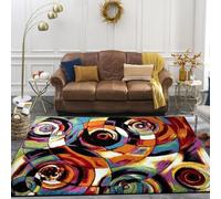 Hand Carved Multi Colour large Area Rug Hallway Geometric Design Rainbow Coloured Rugs Runner Floor Mat Door Mats (Moonlight, 60 x 110 cm)