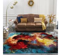 Hand Carved Multi Colour large Area Rug Hallway Geometric Design Rainbow Coloured Rugs Runner Floor Mat Door Mats (Splash, 60 x 110 cm)