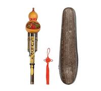 Hand Carved Natural Gourd Chinese Hulusi Flute Woodwind C Key Flute W/Imitation Ox-horn Mouthpiece Case