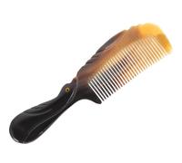 Hand-carved Ox Horn Scalp Massage Comb with Handle, 1 Count | Traditional Magpie Design, Smooth Polished Finish, for Wavy Hair at Home or Barber Station Random Color