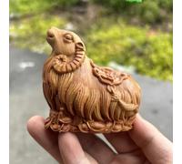 Hand-Carved Sheep Figurines, feng Shui and Wealth-attracting Sheep Figurines, Office Desk Auspicious handicrafts, Wooden Statues Made of Cliff Cypress Wood