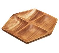 Hand Carved Small Four Section Serving Dish in Acacia Wood, Hand Carved Platter, Hexagonal Centrepiece Dish Premier Housewares Natural One Size