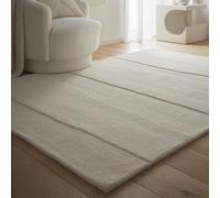 Hand Carved Striped Beige Rug - 170 x 120 cm - Rock - Origins
