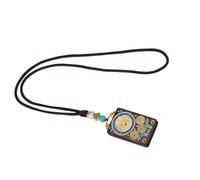 Hand Carved Tibetan Thangka Necklace Featuring Ebony Wood Pendant Copper Accent for Cultural Expression Ebony Fashion Tibetan Versatile Lightweight Daily Design Comfortable Spiritual Carved Wood Charm