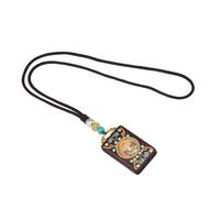 Hand Carved Tibetan Thangka Necklace Featuring Ebony Wood Pendant Copper Accent for Cultural Expression Ebony Fashion Tibetan Versatile Lightweight Daily Design Comfortable Spiritual Carved Wood Charm