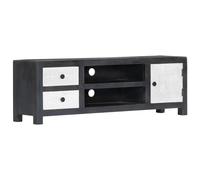 Hand Carved TV Cabinet Grey&White 120x30x40 cm Solid Wood Mango Berkfield Home Grey One Size