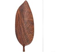 Hand Carved Walnut For Leaf Shaped Serving Platter Natural Wooden Tea Tray for Dessert Snack Coffee Elegant Home Decor Rustic Kitchen Dining Accessory Brown(D：48 * 18 cm)