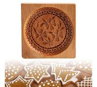 Hand-Carved Wooden Biscuit Mould | Floral Design Beechwood Springerle & Gingerbread Press Stamp | Wooden Cookie Molds Cutters for Cookies, Cakes, Marzipan | Festival Baking Tool (Flower)