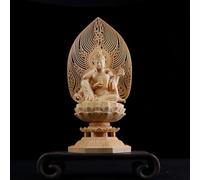 Hand-Carved Wooden Buddha Statue - Buddha Figurine, Feng Shui Blessing Sculpture for Good Luck & Wealth (Guanyin/Kwan-yin) (B)
