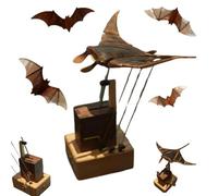 Hand-carved Wooden Mechanical Manta Ray Ornament - Lifelike Swimming Posture, Silent Motor, Suitable for Home/office Decoration (Display Gift, Collector's Item)