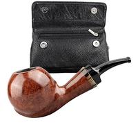 Hand-Carved Wooden Smoking Pipe with Bent Stem and Smooth Finish