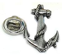 Hand Cast Fine English Pewter Pin Badge Maritime Naval Ship Boat Anchor (≈22mm)