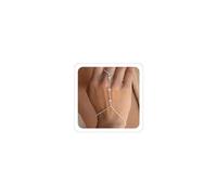 Hand Chain Bracelet Ring Bracelet Hand Chain Simple Gold Finger Bracelet Ring Hand Chain Slave Bracelets Dainty Boho Summer Beach Jewelry for Women, adjustable, 合金钢, no gemstone