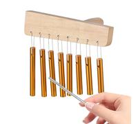 Hand Chimes - 8 Tone Wood Meditation Bell - Solid Aluminum Tube Musical Device with Knock Stick for Men Indoor Home Temple Garden Beginner