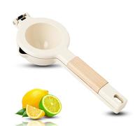 Hand Citrus Juicer, Zinc Alloy Ergonomic Design Food Grade Coating Hand Juicer Small Manual Citrus Press Manual Juice Press Tool with Wooden Handle for House Kitchen Bar (White)