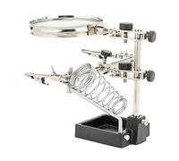 Hand Clip Clamp Glass Soldering Iron Stand Magnifier Welding Rework-Repair Holder Tools Auxiliary Clamp Magnifier Helping Hand with Light Headband for Reading Senior Wear Glasses
