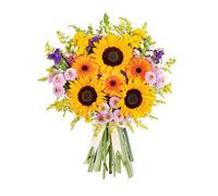 Hand-Crafted Brilliant Sunshine bouquet with Fresh Sunflowers : Delivered for Birthdays & All Occasions!