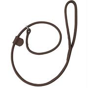 HAND-CRAFTED BROWN SOFT LEATHER DOG SLIP OVER LOOP HOOP LEASH LEAD TRAINING LONG ROLLED STRONG