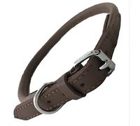 HAND-CRAFTED BROWN SOFT ROLLED GENUINE LEATHER DOG COLLAR TRAINING STRONG MEDIUM/LARGE (Medium)