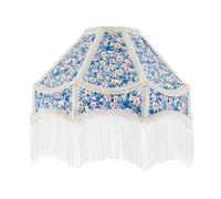 Hand Crafted Classic Victorian Pendant Light Shade in Multi Colour Cotton with Embroidered Trims | 30cm x 19cm | White Faux Silk Inner Lining by Happy Homewares