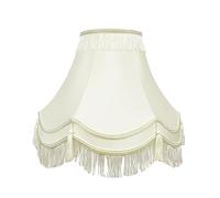 Hand Crafted Cream Ivory Victorian Tassel Lampshade 16" 40.6cm Silk Shade | Hand crafted cream ivory Victorian lampshade with double scallop design, elegant tassel detailing and gold trim