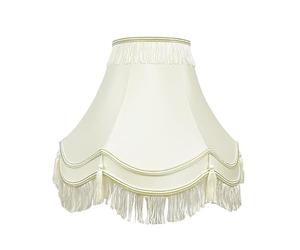Hand Crafted Cream Ivory Victorian Tassel Lampshade 18" 45.7cm Silk Shade | Hand crafted cream ivory Victorian lampshade with double scallop design, elegant tassel detailing and gold trim