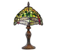 Hand Crafted Green Stained Glass Dragonfly Tiffany Lamp by Happy Homewares