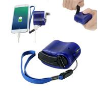 Hand Crank Emergency Charger USB Manual Dynamo Generator, Portable Power Bank for Mobile Phone Digital Devices, Outdoor Camping Survival Gear (Blue)
