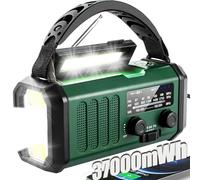 Hand Crank Emergency Radio 37000mWh Solar Powered Hand Crank Portable Radio NOAA AM FM Weather Radio with 3 Modes Flashlight and Reading Light, Mobile Phone Charger, Home and Emergency Emergency