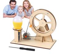 Hand Crank Generator - STEM Educational Kit, Wooden DIY Toy | Manual Power Generator, Interactive Science Experiments, Light Bulb Learning 6+ Home Learning School Science Projects