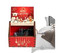 Hand Crank Music Box Christmas, Carved Hand-Cranked Classical Music Box, Engraved, Perfect Choice for Kids Christmas, Birthday, Halloween