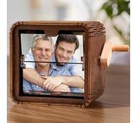 Hand Crank Photo Album with Light Custom Photo Flip Book Frame Personalised Picture Flip Photo Frame Animation Machine Mechanical Hand-cranked Decoration Fathers Day Birthday Gifts For Dad
