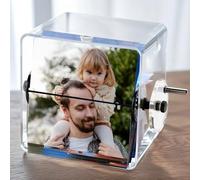 Hand Crank Photo Album with Light Custom Photo Flip Book Frame Personalised Picture Flip Photo Frame Animation Machine Mechanical Hand-cranked Decoration Fathers Day Birthday Gifts For Dad