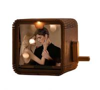 Hand Crank Photo Album with Light,Mini Photo Album,Custom Picture Flip Book Frame,Personalised Animation Machine Mechanical Hand-cranked Photos Albums for Couple Family Father’s Day
