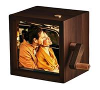 Hand Crank Photo Album with Light Mini Photo Album Custom Picture Flip Book Frame Personalized Hand-cranked, That Can Play Songs Decoration Creative Gifts for Couple Family Mother's Day Father’s Day