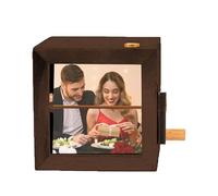 Hand Crank Photo Album with Light, Personalized Animation Machine Hand-cranked Photo Album, Wooden Photos Albums, Valentine's Day Gift for Men Women Couples