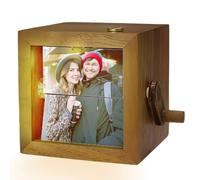Hand Crank Photo Flip Book with Light, Personalized Wooden Animation Box Personalized Gift for Christmas Birthday Anniversary Men Women (8/16 Pictures)