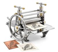 Hand Crank Printing Press for Copperplate Woodcut Linoleum Composite Plate | 200x100mm Press Bed, Adjustable Pressure, Gear-Driven, for Copper Plate Woodblock Relief Printing, Hobbyists, Artists
