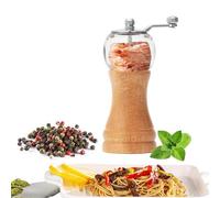 Hand Crank Salt and Pepper Mill, Acacia Wood Pepper Mill for Kitchen with Adjustable Ceramic Rotor, Easy to Refill Premium Acrylic Pepper Mill 6 Inches (Log Colour)