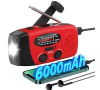 Hand Crank Solar Power Radio Torch Powerbank, 6000mAH Rechargeable Emergency Wind Up Radios with AM/FM NOAA Weather SOS Alarm for Camping