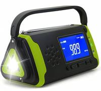 Hand Crank & Solar Powered Emergency Radio with NOAA Weather Alert, AM/FM, SOS Alarm, 4000mAh Power Bank, Flashlight and Reading Lamp for Outdoor Camping and Disaster Preparedness