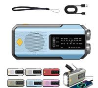 Hand Crank Solar Radio, Emergency Crank Weather Radios, Multifunctional Waterproof Portable Emergency Radio, with 3 Charging Methods and 3 Charging Methods (Blue)