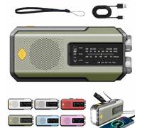Hand Crank Solar Radio, Emergency Hand Crank Radio with LED Flashlight, AM/FM/WB Weather Radio, Power Bank Phone Charger, SOS Alarm with 3 Charging Methods for Indoor/Outdoor Emergencies (Green)