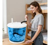Hand Crank Spin Dryer, 2-in-1 Non-Electric Portable Washing Machine, 4.4 lb Weight Capacity, Dual Wash Cycles, Compact Design, Manual Traveling Outdoor Washing Machine Grey and Blue Sky Blue